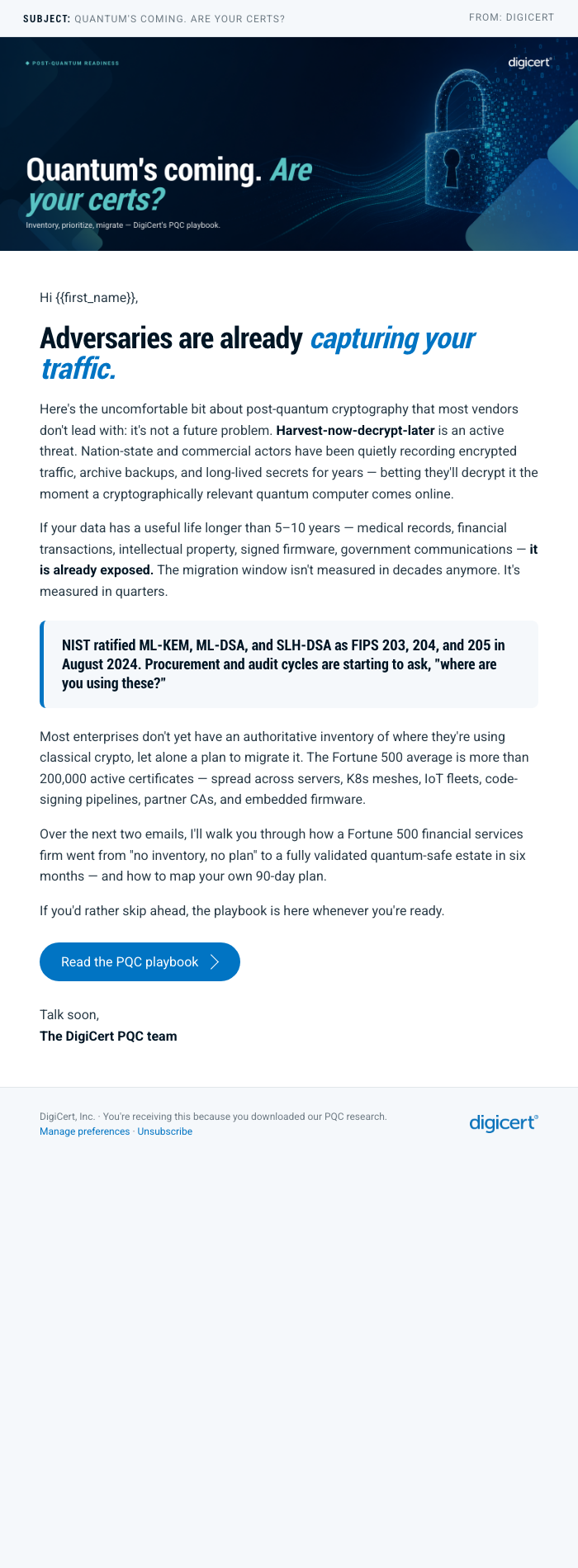 Nurture email sequence